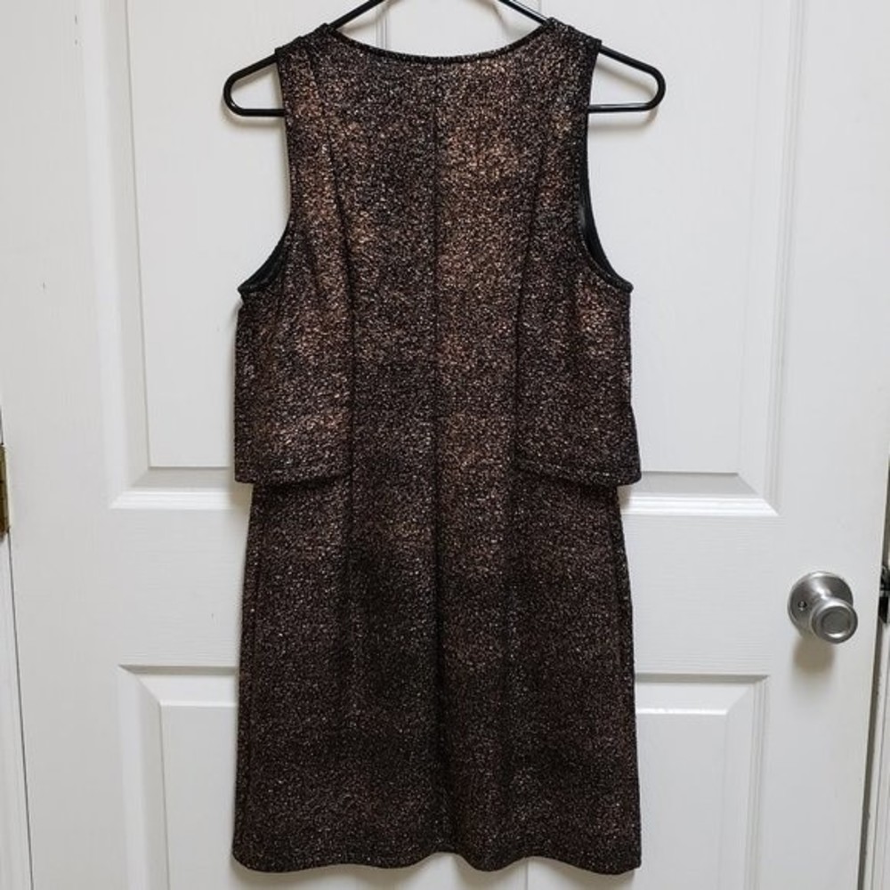 Everly M Black with Metallic Sparkle Layered Look Sleeveless Dress - Picture 2 of 11